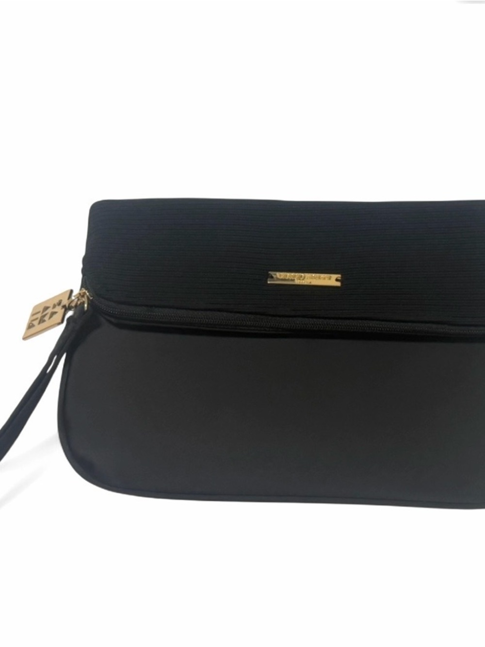 New Giorgio Armani Beauty Signature Black Zippered Makeup Bag Case with Handle